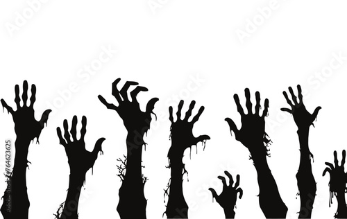 Vector set of Halloween hands on a white background