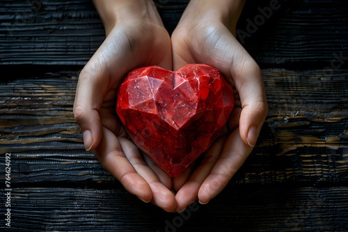 Person Holding Red Heart in Hands