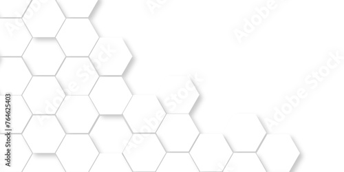 Abstract 3d background with hexagons pattern with hexagonal white and gray technology line paper background. Hexagonal vector grid tile and mosaic structure mess cell. white and gray hexagon.