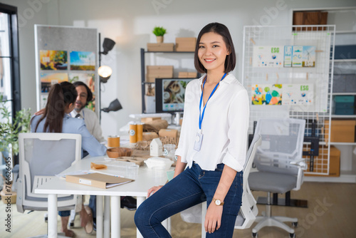 Portrait Young Asian woman in modern office