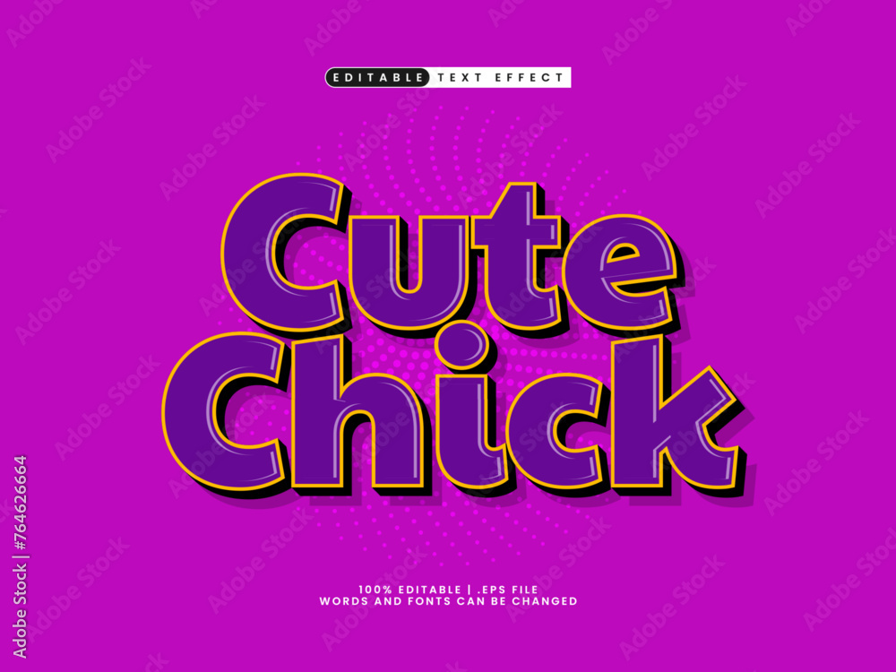 cute chick editable text effect