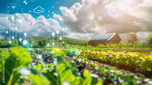 Smart agriculture and smart farm technology concept. Weatherstation: photo