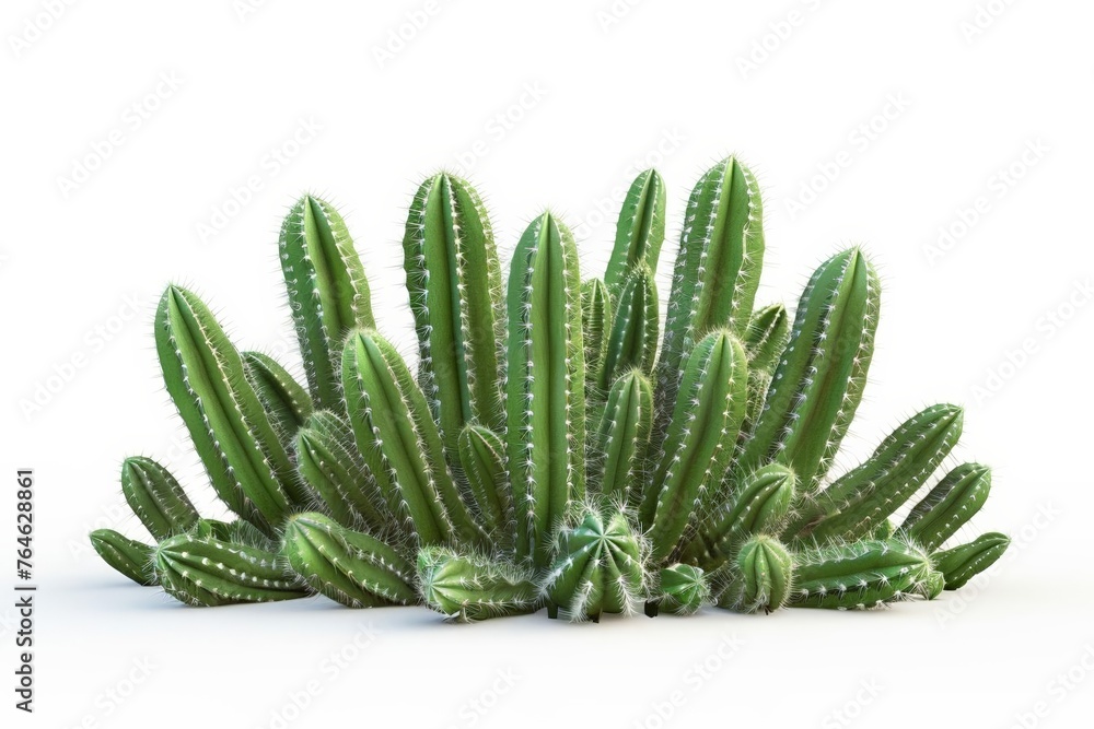 Vibrant green cacti cluster isolated on white background, ideal for botanical concepts and desert-themed designs with ample copy space Vibrant green cacti cluster isolated on white background, ideal for botanical concepts and desert-themed designs with ample copy space