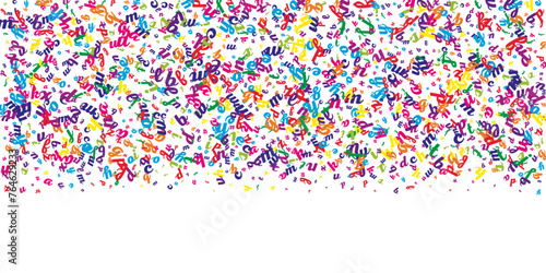 Scattered letters of latin alphabet. Colorful