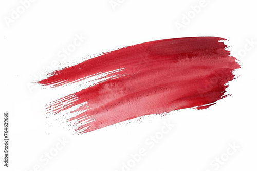 Abstract red brush stroke on white background, ideal for graphics, banners, and text overlay with ample copy space
