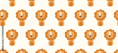 lion seamless pattern. Cute colored lion for baby, baby clothes. Children's pattern