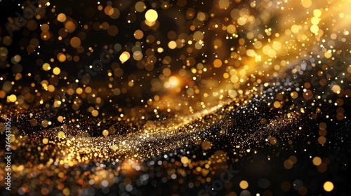A sophisticated and luxurious gold scene with diagonal lighting effects and sparkles against a black