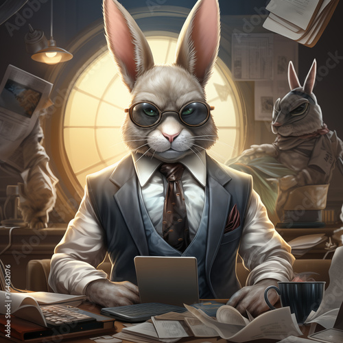 rabbit with laptop