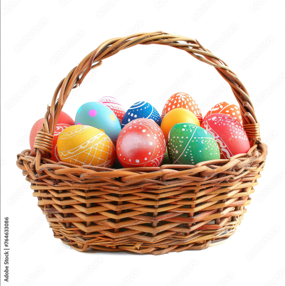 colorful easter eggs basket on transparency background PNG
