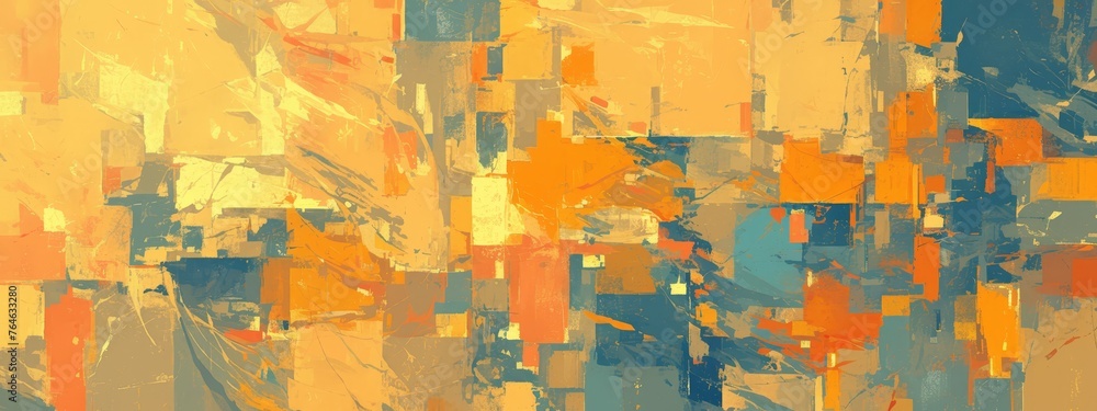 Abstract background with orange, blue and grey colors. 