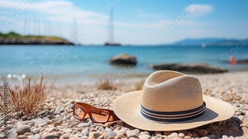 hat on sand on beach