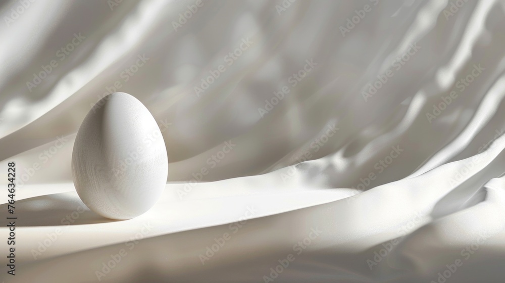 Minimalist White Pearl Easter Egg on Soft Shadow Background Minimalist White Pearl Easter Egg on Soft Shadow Background