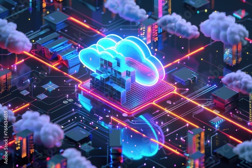 Conceptual image of a smart city powered by a brain-shaped cloud, representing AI-driven urban development and intelligent networks - AI generated