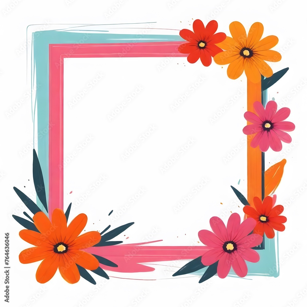 A colorful floral square photo frame  