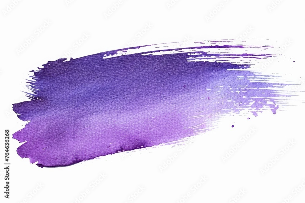 Abstract purple watercolor brush stroke on a white background, ideal for creative designs and space for text