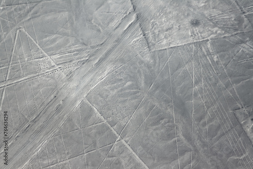 Flight over Nazca lines UNESCO World Heritage Site in Peru