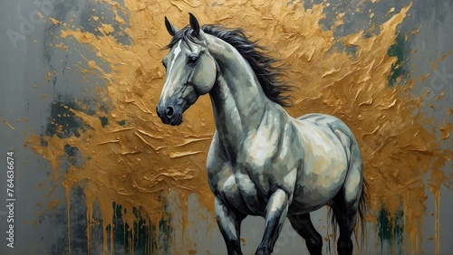 Painting background Golden brushstrokes Textured 