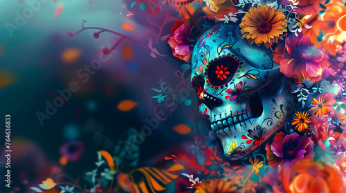 Mexican Day of the Dead with copy space.  © Nim