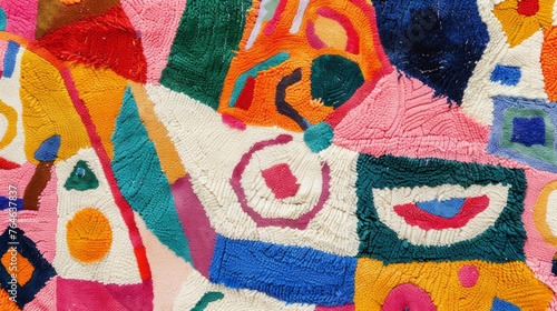 Colorful carpet Geometric Patterned Textile Art