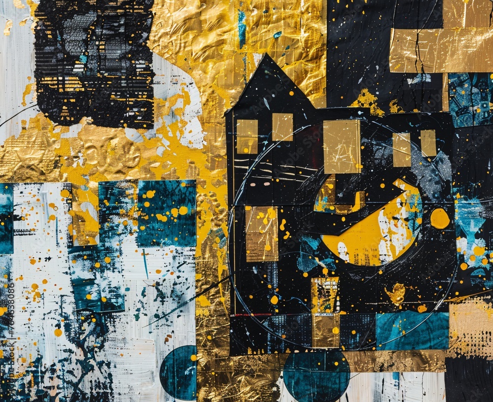 Fototapeta premium Abstract Black and Gold Painting