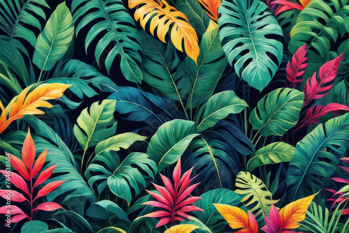 Nature's symphony of tropical leaves in a riot of hues. © Anna