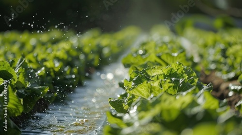 A pioneering lettuce field under the gentle care of irrigation systems powered by solar energy