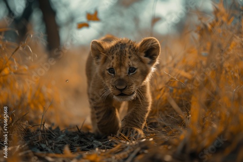 lion cub in the grass