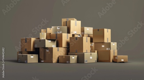 A neatly arranged pile of cardboard boxes