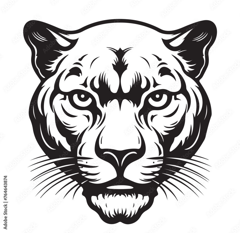 Fototapeta premium Black panther portrait hand drawn sketch Vector illustration, Wild animals