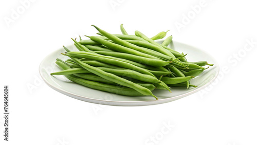 Cluster beans on plate isolated on Transparent background.