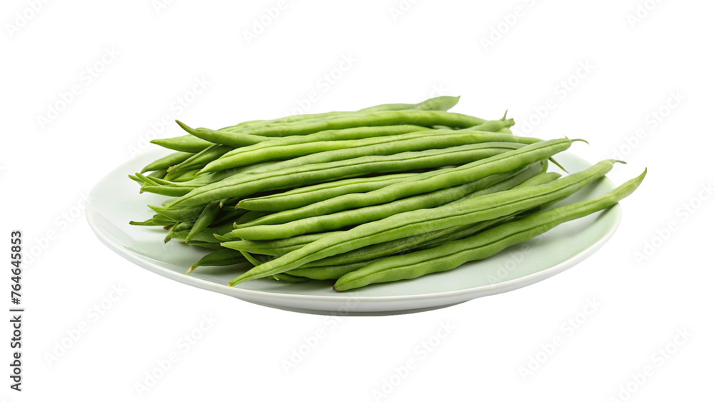 Cluster beans on plate isolated on Transparent background. Cluster beans on plate isolated on Transparent background.