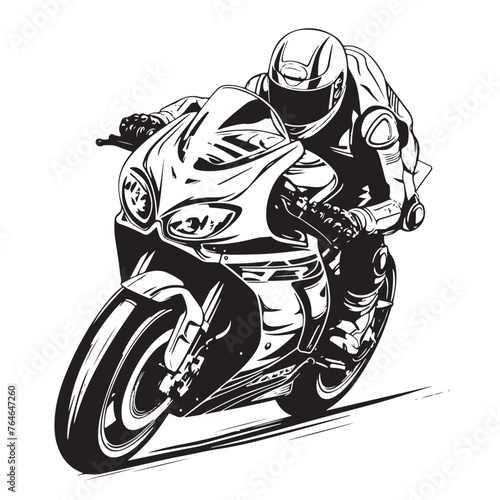 Motorcycle racer sketch hand drawn Vector illustration Sport