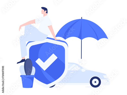 Buy insurance for car flat character vector concept operation illustration
