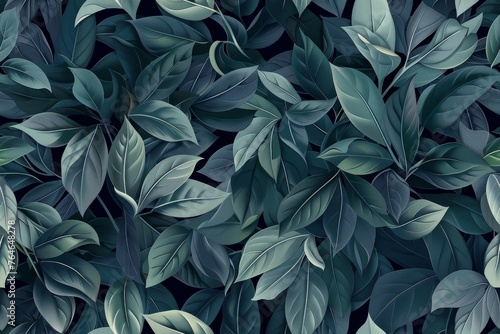 Tiled plant leaves background, floral pattern for wallpaper, modern color schema photo