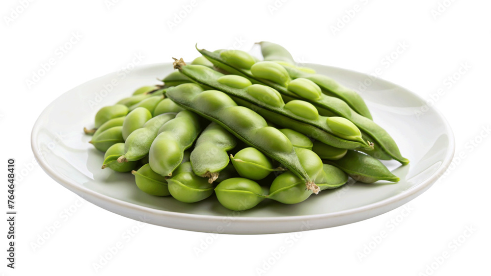 Fava beans on plate isolated on Transparent background. Fava beans on plate isolated on Transparent background.