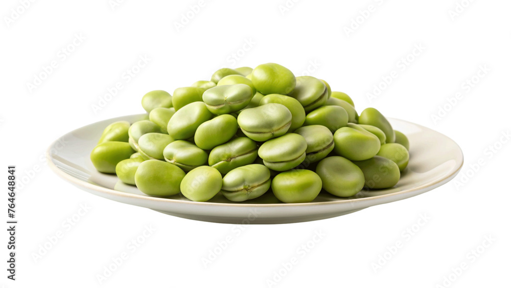 Fava beans on plate isolated on Transparent background. Fava beans on plate isolated on Transparent background.