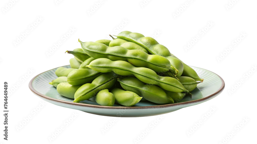 Fava beans on plate isolated on Transparent background. Fava beans on plate isolated on Transparent background.