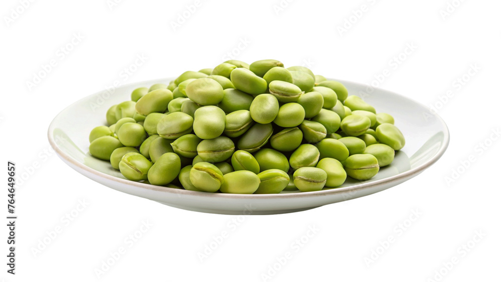 Fava beans on plate isolated on Transparent background. Fava beans on plate isolated on Transparent background.