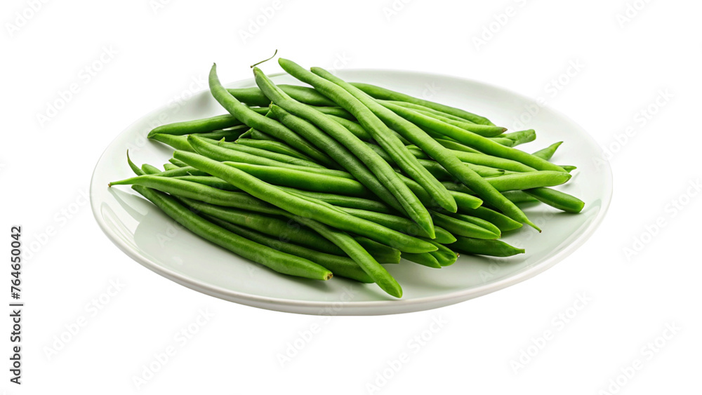 Green beans in a plate isolated on Transparent background. Green beans in a plate isolated on Transparent background.