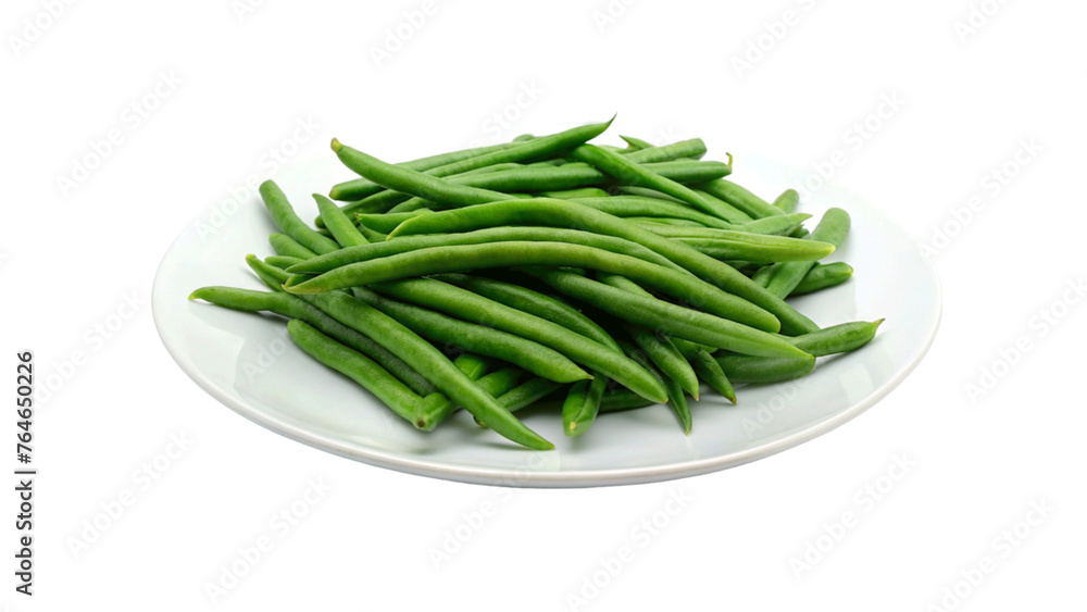 Green beans in a plate isolated on Transparent background. Green beans in a plate isolated on Transparent background.