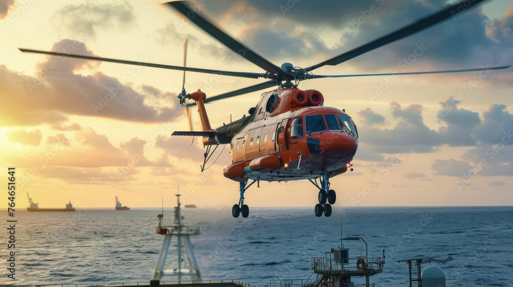 Helicopter landing of Offshore Platform Helicopter landing of Offshore Platform