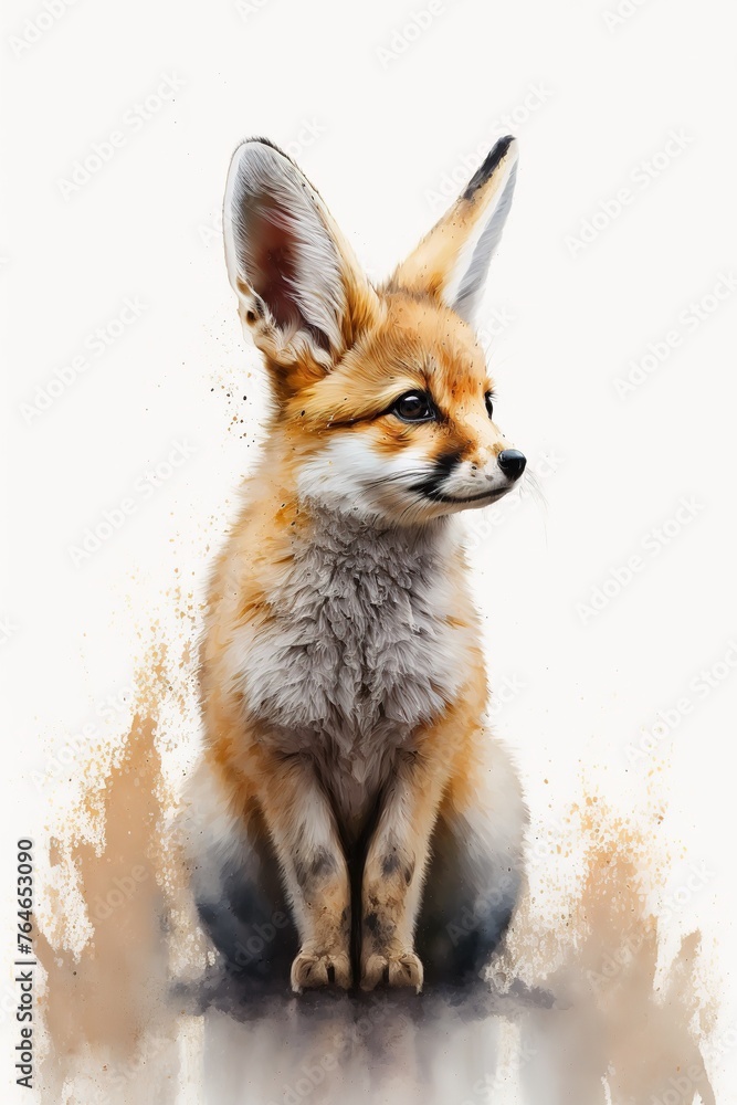 Fototapeta premium watercolor_animal_white_background_mini_animal_4k_t-shirt_design_image