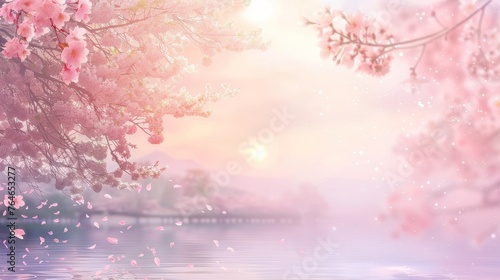 Pink sakura flowers, dreamy romantic image spring