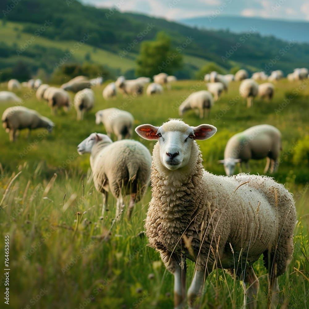 Fototapeta premium sheep in the field
