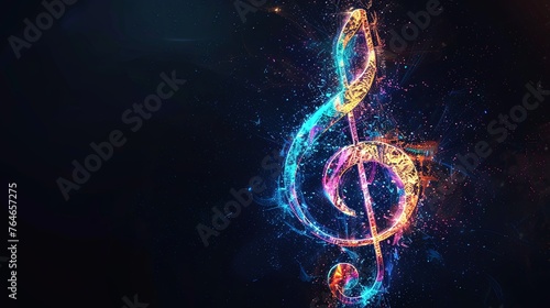 Colorful musical notes on a black background