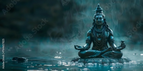 Representation of Hindu god Shiva in a divine and spiritual manner. Concept Hinduism, Shiva, Divine, Spiritual, Representation photo