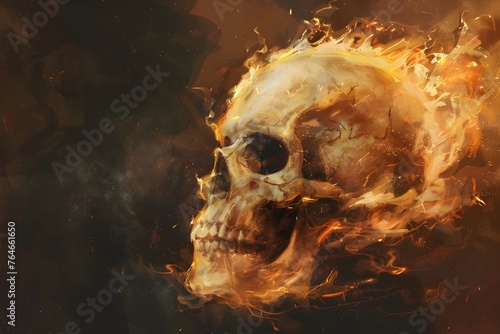 Skull on fire wallpaper