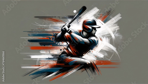 baseball player with abstract paint strokes and artistic textures photo