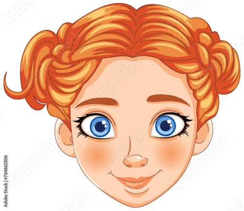 Illustration of a cheerful young girl with red hair