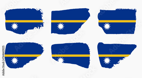 Nauru flag collection with palette knife paint brush strokes grunge texture design. Grunge brush stroke effect set